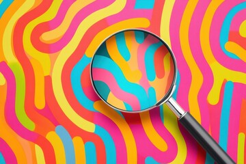 Canvas Print - Colorful abstract pattern viewed a magnifying glass emphasizing vibrant details.