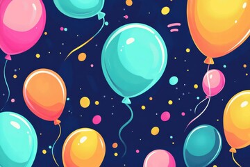 Wall Mural - Colorful balloons floating in a vibrant, festive background celebrating joy and excitement.