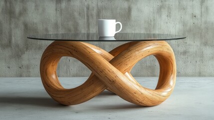 Wall Mural - Modern wooden coffee table with glass top.