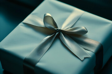 Wall Mural - Elegant gift box with cream ribbon bow.