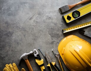 Wall Mural - Recognizing the valuable work of construction workers on Labor Day. Top-down image