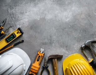 Wall Mural - Recognizing the valuable work of construction workers on Labor Day. Top-down image