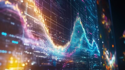 Wall Mural - abstract data visualization with colorful digital graph and charts