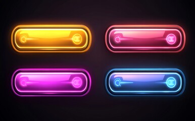 Poster - Design an interface with colorful glowing buttons in various shapes and colors on a dark background