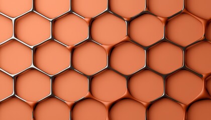 Poster - A close-up view of a hexagonal pattern with an orange hue, showcasing geometric shapes and smooth textures for a visually appealing design.