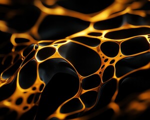 Aufkleber - A close-up view of a black and gold textured surface, showcasing intricate patterns resembling bubbles or cells in a fluid-like design.