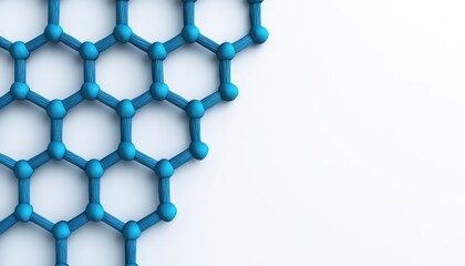 Aufkleber - A close-up of a blue hexagonal graphene structure against a white background, showcasing its unique molecular arrangement.