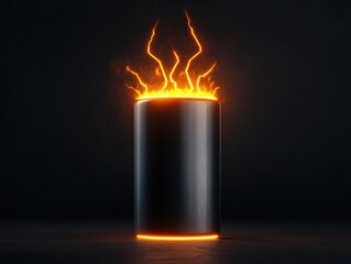 Aufkleber - A glowing cylinder emits fiery energy, surrounded by dark space, creating a striking visual contrast and a sense of dynamic movement.