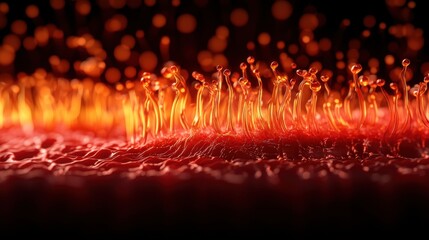 Aufkleber - A close-up view of vibrant, glowing textures resembling molten lava or fiery waves, showcasing dynamic red and orange hues against a dark background.