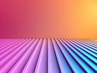 Fototapete - A vibrant gradient background with parallel lines in pink, blue, and orange hues, creating a visually appealing abstract design.