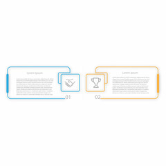 Wall Mural - 2 steps infographic design template - chart, pie chart, workflow layout, scrum diagram, brochure, re