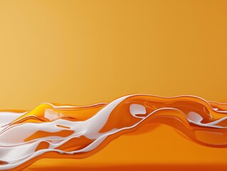 Fototapete - A vibrant orange surface with flowing white patterns, creating a dynamic and abstract visual effect against a solid orange background.