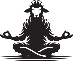 A sheep sitting in a meditative pose silhouette vector