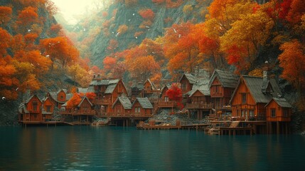 Canvas Print - landscape with houses