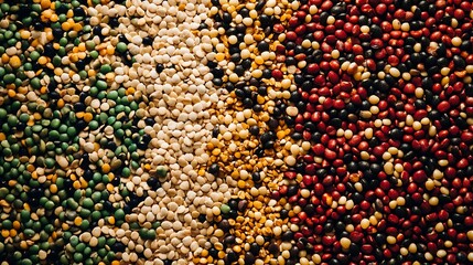Wall Mural - a high-contrast display of superfoods vegetables and cereals in natural light
