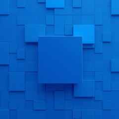 Wall Mural - abstract geometric art, blue monochrome color scheme, 3d cubes and rectangles, minimalism, modern de