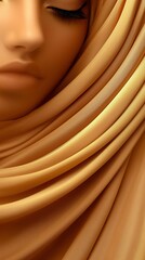 Wall Mural - a soft beige abstract fabric image with open space.
