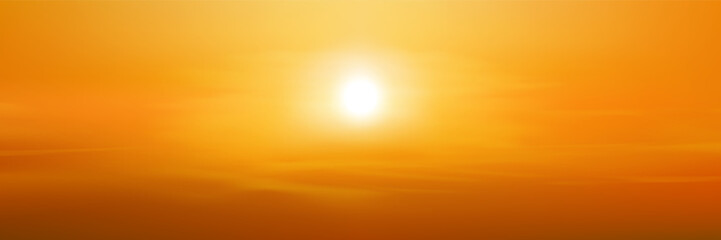 Wall Mural - sunset sky background,autumn orange sunrise and sun over sea beach,vector beautiful winter nature go