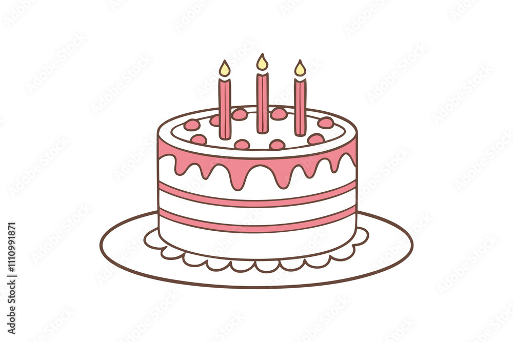birthday cake and candles illustration isolated on transparent png ...