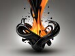 © GERARD - Black and orange designer computer wallpaper with fluid and dynamic shapes.