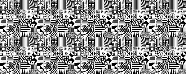 Wall Mural - seamless pattern of abstract black white geometric pattern collage bold graphic design modern art mo