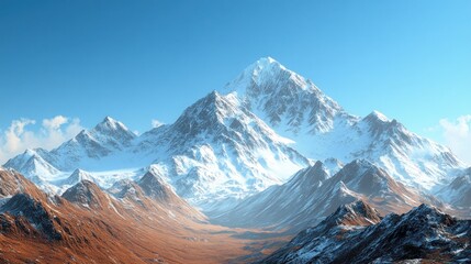 Sticker - Majestic Snow-Capped Mountain Range Under a Clear Blue Sky