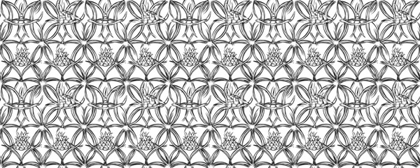 Wall Mural - seamless pattern of Monochrome pineapple sketch  black white graphic design tropical summer textile print 
