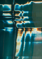 Wall Mural - broken display. glitch overlay. color distortion. blue orange white light flares stripes artifacts d