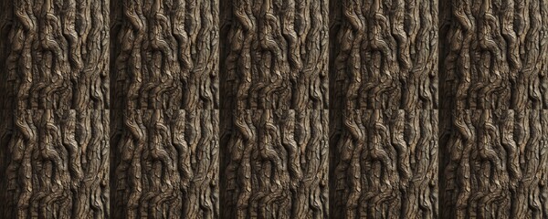 Wall Mural - seamless pattern of dark brown beige textured tree bark background nature abstract pattern design