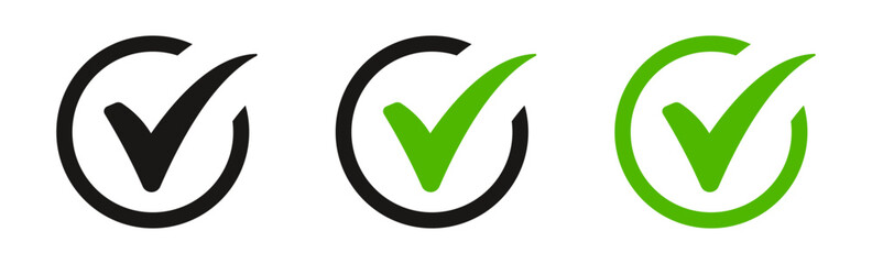 Aufkleber - check box icon with correct, accept checkmark icons tick box checked, check list square frame - checkbox symbol approved sign