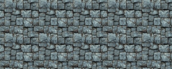 Wall Mural - seamless pattern of stone wall texture dark gray blue medieval fantasy background