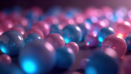 Aufkleber - Abstract image. Colorful bokeh lights. Many soft glowing balls. Blue, pink shades. Dark background. Bright light. Blurred effect. Softness. Elegant design. Vivid pattern. Great illustration for