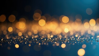 Aufkleber - Abstract background with blue-gold bokeh. Golden lights create blurry effect. Glittering particles make festive, luxurious look. Design perfect for holiday party themes. Offers glam aesthetic