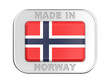 © magraphics - Made in Norway, silver badge with the national flag of Norway