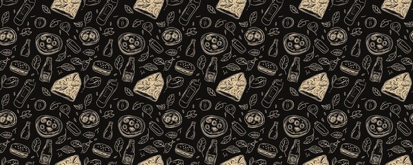 Wall Mural - Dark, repeating Halloween pattern.