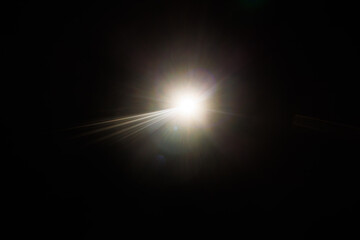 Aufkleber - Easy to add lens flare effects for overlay designs or screen blending mode to make high-quality images. Abstract sun burst, digital flare, iridescent glare over black background.