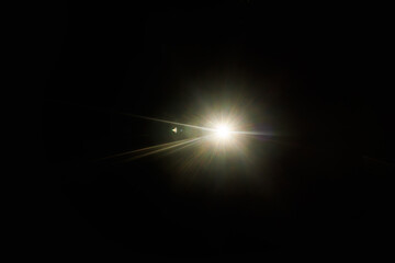 Aufkleber - Easy to add lens flare effects for overlay designs or screen blending mode to make high-quality images. Abstract sun burst, digital flare, iridescent glare over black background.