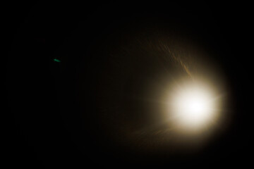 Aufkleber - Easy to add lens flare effects for overlay designs or screen blending mode to make high-quality images. Abstract sun burst, digital flare, iridescent glare over black background.