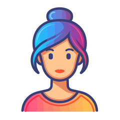 Wall Mural - Avatar of a girl with pink hair and blue eyes. Vector illustration