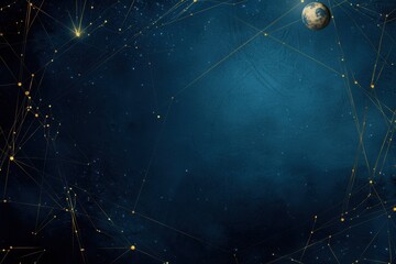 Wall Mural - A blue background with a large planet in the center