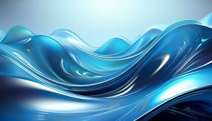 Poster - abstract blue wave background