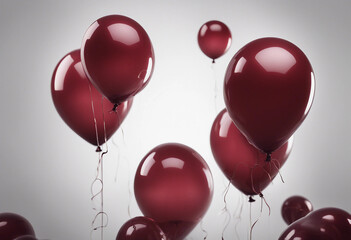 Wall Mural - Set of three various size dark red balloons isolated on white background cutout