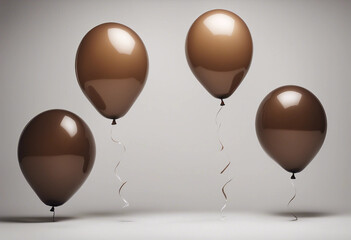 Wall Mural - Set of three various size brown balloons isolated on white background cutout