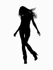 Wall Mural - Black and White Silhouette of Beautiful Woman Vector Illustration.