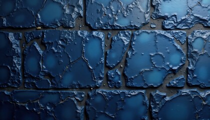 Aufkleber - Dark navy blue stone wall texture. Rough indigo blue stone pattern. Cracked, fractured stone surface. Natural stone background. Decorative material. Old style. Looks like desert tile floor. Grunge