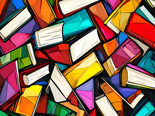 Leinwandbilder - Books graphic background in comic pop art style, colorful comic abstract background template