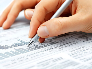 Aufkleber - Close-up of hands analyzing financial charts on documents, concept of business analysis
