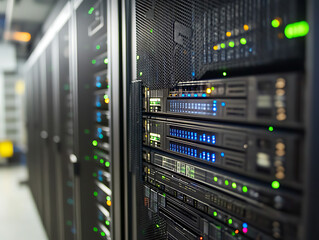 Aufkleber - Close-up, seamless transfer and storage of big data on the internet, capturing the essence of cloud computing