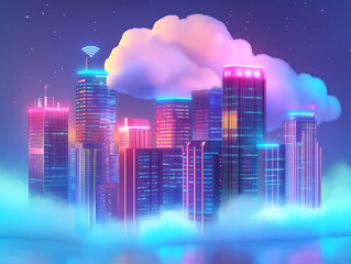 Poster - Cloud computing concept, smart city wireless internet communication