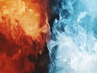 Leinwandbilder - Abstract fire and ice element against each other background, hot and cold illustration